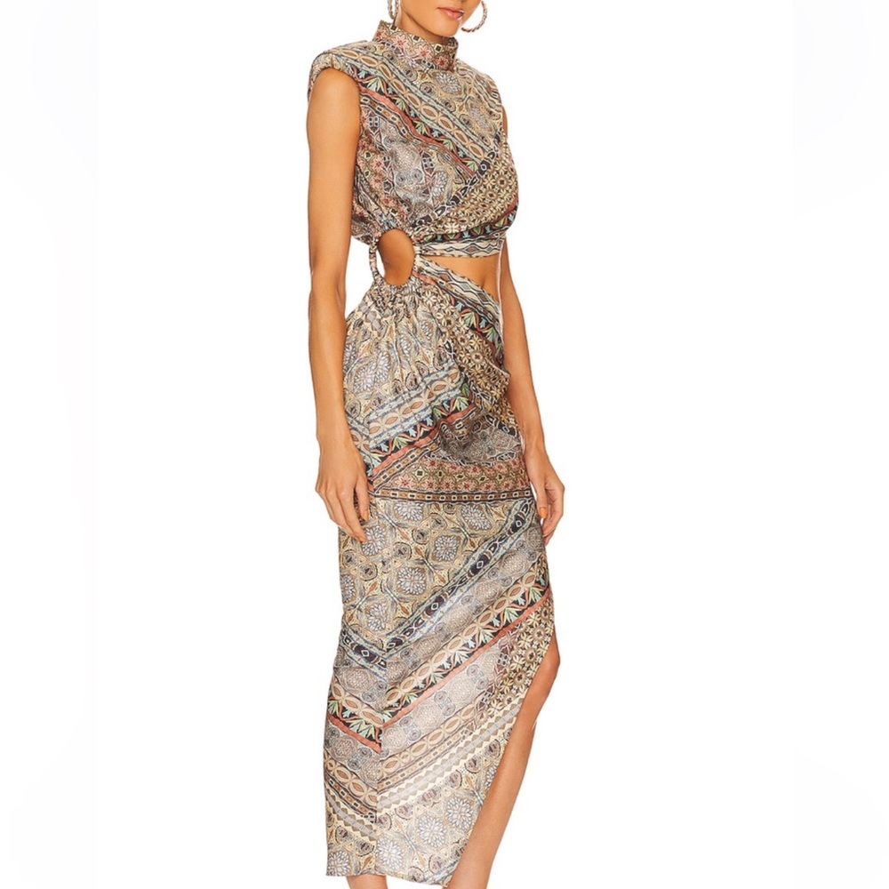 Bronx and Banco Paisley Cutout Midi Dress